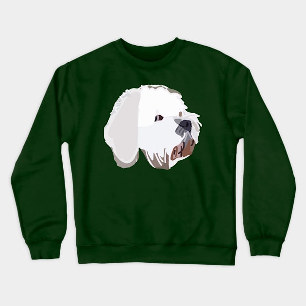 Bichon Frise Mix Dog Abstract Portrait Lime Crewneck Sweatshirt by ellenhenryart